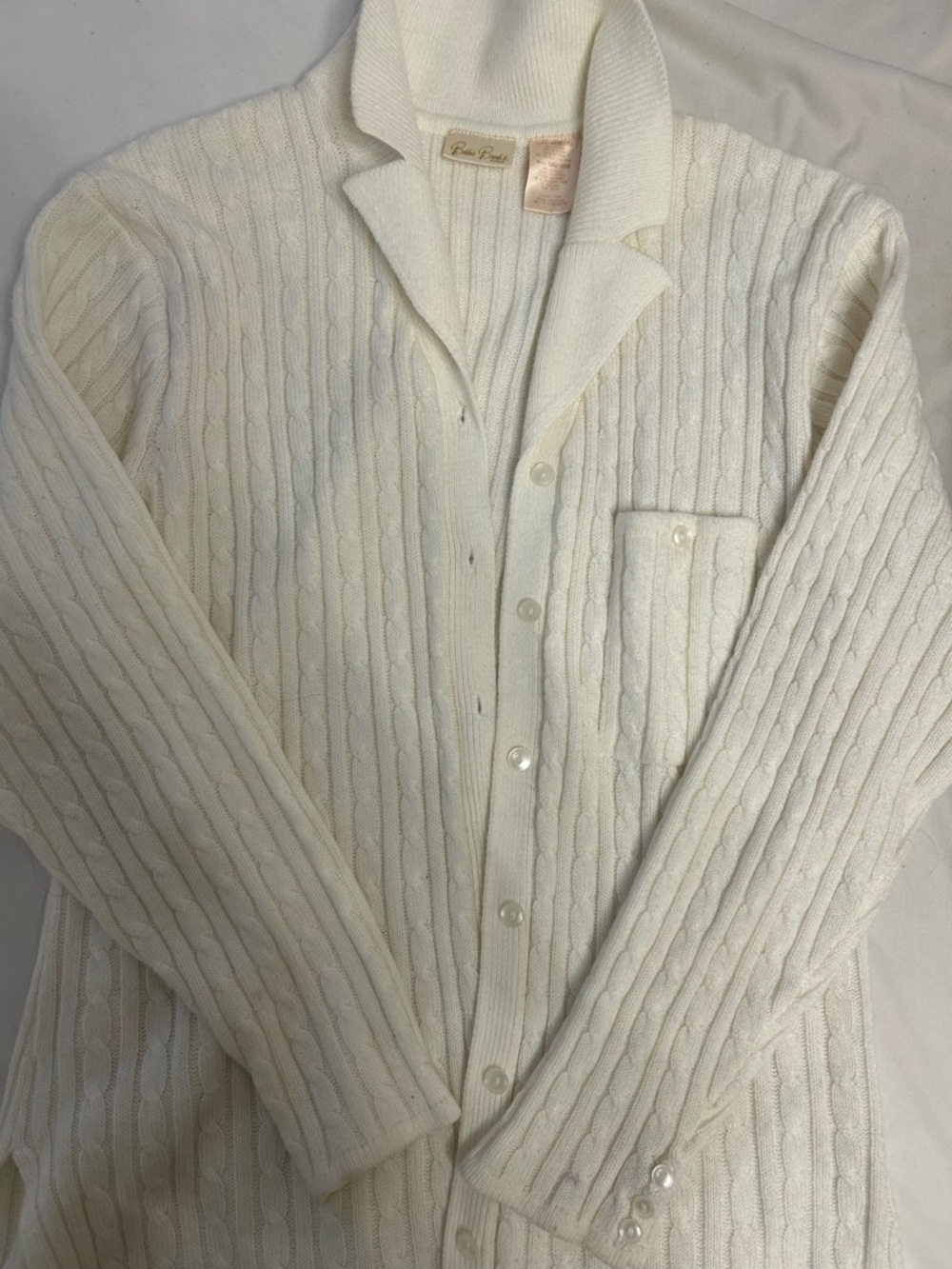 Brooks Cream Ribbed Knit Cardigan - Picture 4 of 4